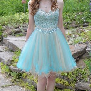 Glamour by Terani Two Tone Beaded Party Dress Homecoming